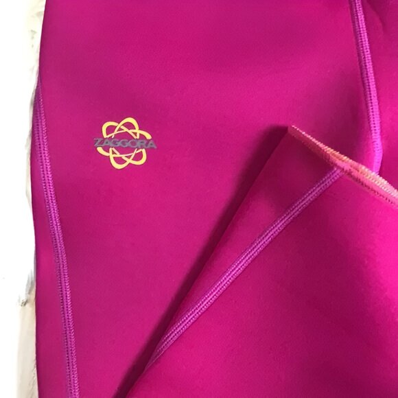 Zaggora Hot Pink Neoprene Compression Thermal Fitted Work Out Leggings Pants L - Picture 2 of 9